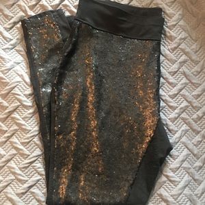 Plus Size Sequin Front Leggings